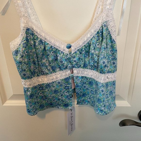 For Love & Lemons for Victoria’s Secret Alana Floral Top NWT tank cami sleep - Picture 2 of 11